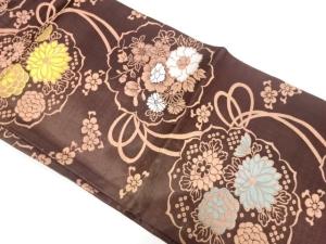 アンティーク　菊に牡丹・組紐模様織り出し名古屋帯（着用可）